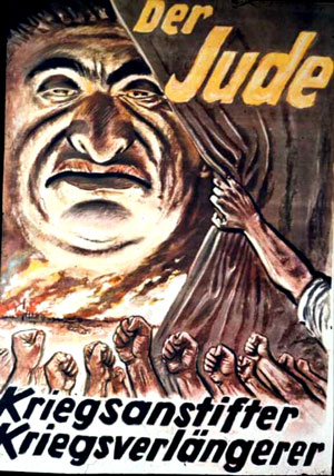 Nazi Cartoon Poster Hatred of Jews.  
