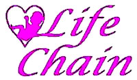 In 2007, well over 1,300 Life Chains were built in cities and towns across America and Canada and posted on LifeChain.net. The focus is now on National Life Chain Sunday 2008—to be held October 5, Lord willing, from 2:30 to 3:30 pm (or the time preferred by the local Life Chain Committee) in each time zone across North America. To include your city in 2008, notify National Life Chain of your interest via email National Life Chain or call (530) 674-5068 and download (from this web site) a copy of the Life Chain Manual and the other entries under "LIFE CHAIN Materials." Thereafter, inform your local pastors of your Life Chain plans as soon as possible, and ask them to schedule your Chain on their church calendar.  