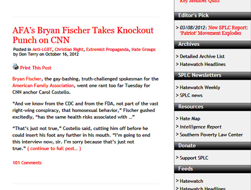AFA’s Bryan Fischer Takes Knockout Punch on CNN.  
