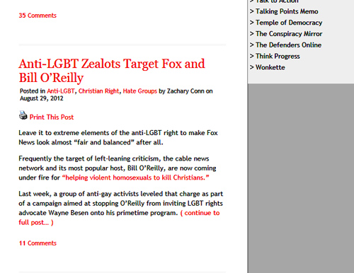 Anti-LGBT Zealots Target Fox and Bill O’Reilly. 