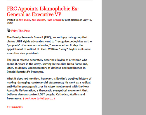 FRC Appoints Islamophobic Ex-General as Executive VP.  