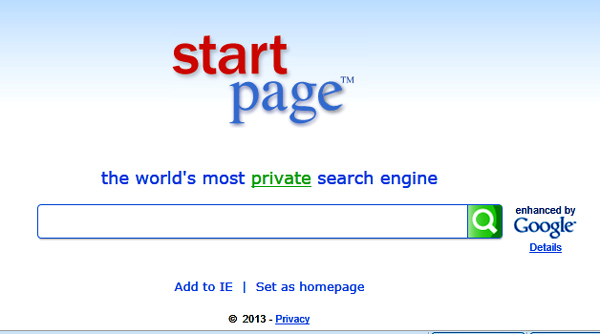No IP addresses are stored, no personal data is gathered or passed on to third parties, and no identifying cookies are placed on your browser. Startpage also offers secure SSL encryption, a proxy option that allows anonymous web surfing, full third-party certification, and numerous other privacy features.