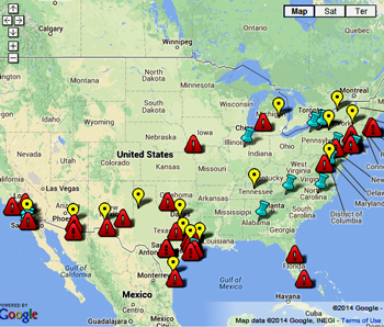 Click on the symbols on the map for name of each location and what is happening there. Below the map is the KEY for the symbols.