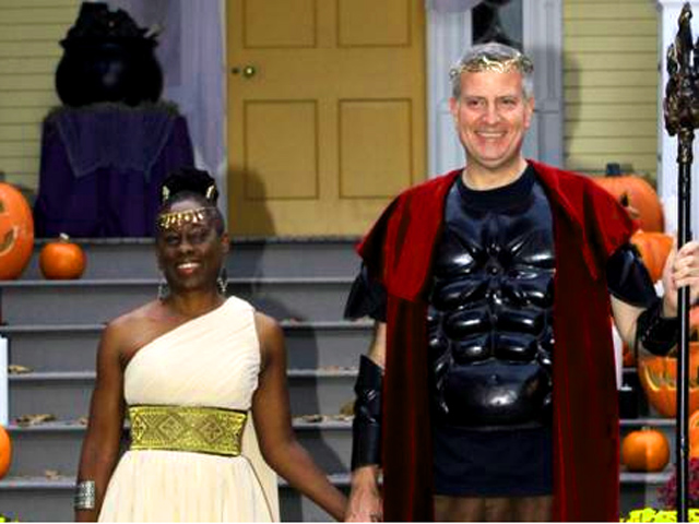 "NY Mayor Bill de Blasio and his lesbian wife Chirlane McCray at a Halloween celebration at Gracie Mansion. Photo credit Robert Mecea.  As Mayor Bill De Blasio’s New York City Commission on Human Rights puts it:  'In New York City, it’s illegal to discriminate on the basis of gender identity and gender expression in the workplace, in public spaces, and in housing. The NYC Commission on Human Rights is committed to ensuring that transgender and gender non-conforming New Yorkers are treated with dignity and respect and without threat of discrimination or harassment.'” - PaperBlog 