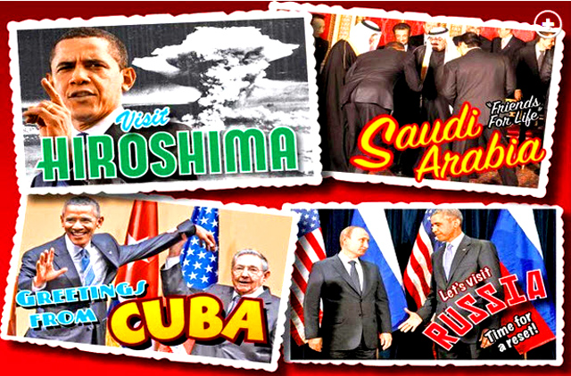 "For those who may wonder, the diplomatic protocol on bowing is clear: Heads of state don’t bow to other heads of state, monarchs or otherwise. Period. And Americans don’t bow to anyone. We fought a revolution to establish that point.  Obama’s apologies and gestures prove yet again, in his words, that he isn’t like those other presidents on our currency. And Friday, in Hiroshima, Obama may prove conclusively that, on national security, he’s no Franklin Roosevelt or Harry Truman.  Obama’s narcissism, his zeal for photo opportunities with him at the center, whether in Havana or Hiroshima, too often overcomes lesser concerns — like the best interests of the country. He puts his vanity before our nation’s pride."  - NYPost  