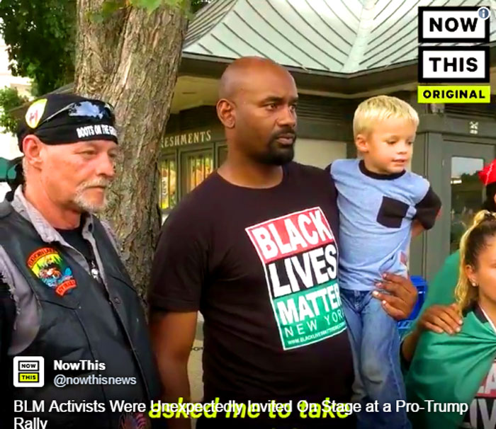 "Watch the shocking outcome when BlackLivesMatter and a Pro-Trump Group collide at a Pro-Trump Meeting." - Constitution 