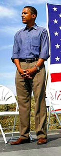Candidate Obama standing during the playing of the National Anthem at a Democrat Party fundraiser in Iowa during the summer of 2007. - Webmaster 