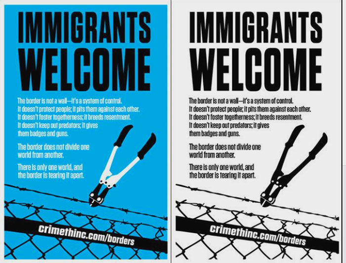 "Posters with the bold headline 'IMMIGRANTS WELCOME' above an image of barbed wire being severed with a wire cutter were displayed in hallways and classrooms at River Road/El Camino del Rio Elementary School in Eugene, Oregon, KLCC-FM reported."-  The Blaze 