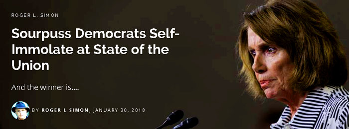 "It was a disgraceful display of bad manners, but even more it was incredibly stupid because "the whole world was watching."  The camera was getting them all in close-up.  Who are these ungrateful corpses, middle America must have been asking.  Good question.  (Can you imagine how much money Pelosi has made in the stock market since Trump was elected? What does she have to be so upset about?)." - PJ Media