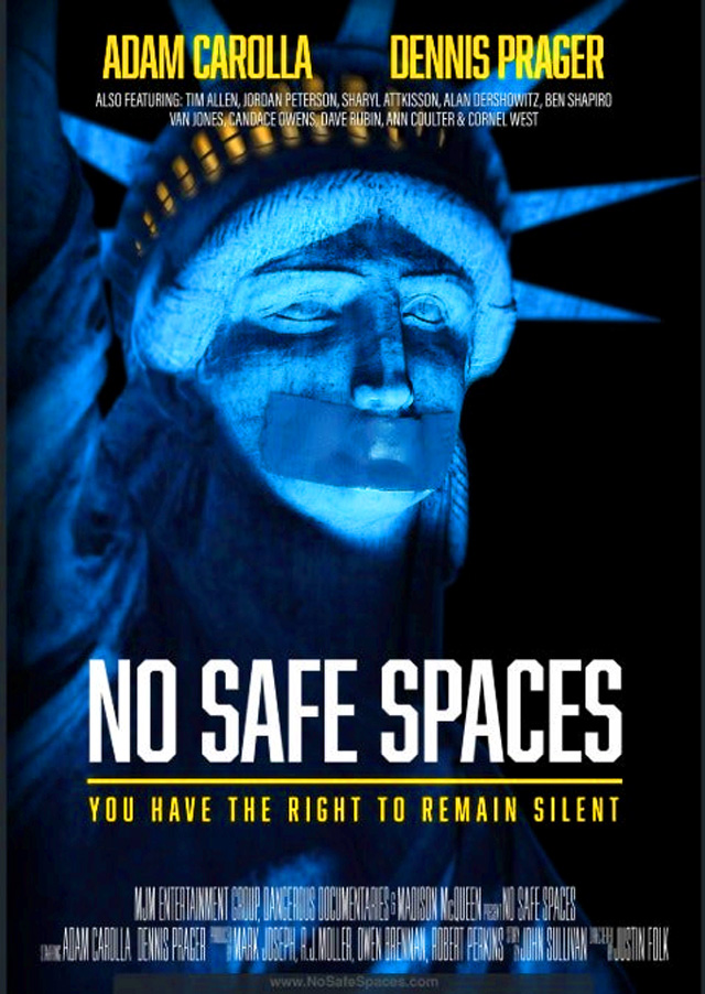 "NO SAFE SPACES features an all-star cast of supporting guests from all sides of the political spectrum including actor/comedian Tim Allen, Van Jones, Alan Dershowitz, Dr. Cornel West, Jordan Peterson, Ben Shapiro, Dave Rubin and others and has garnered a significant amount of attention from newsmakers who have gotten a sneak peek at the film." - Patch 