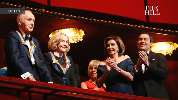 "Speaker Nancy Pelosi (D-Calif.) received a standing ovation at a Trump-less Kennedy Center Honors late Sunday, which largely stayed away from political talk but had moments that alluded to the tense partisan climate around the country.  The ceremony in Washington celebrated five honorees for their lifetime artistic achievements, including actress Sally Field, the children’s TV show 'Sesame Street,”' singer Linda Ronstadt, conductor Michael Tilson Thomas and the band Earth, Wind & Fire." - The Hill l 