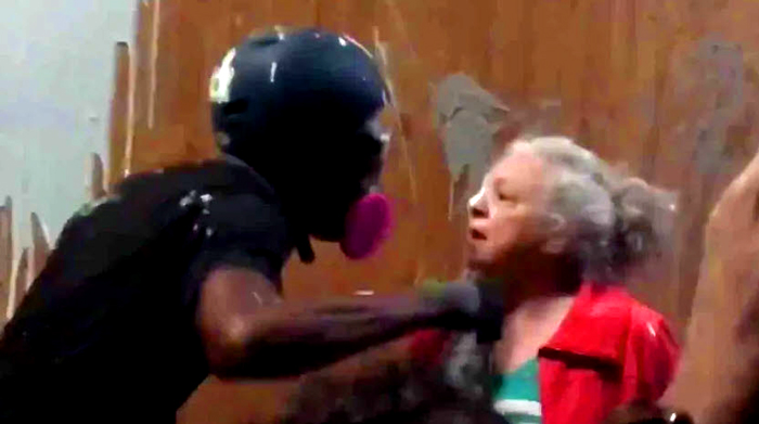 "Rather than realizing how far out of hand they've gotten, the violent left-wingers started yelling at the elderly woman: 'This isn't your world anymore!' When she began yelling back at the rioters, one of them walked over with yellow crime-scene tape and placed it on her before wrapping it around her head." - The Blaze 