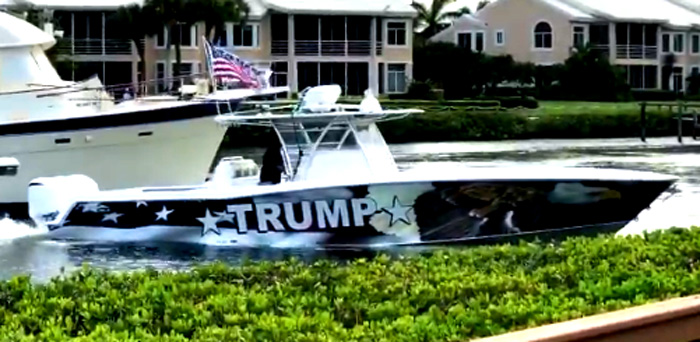 Boat owner thanks Trump for saving his life.  Wanted to just fly a flag but community said no. - Webmaster 
