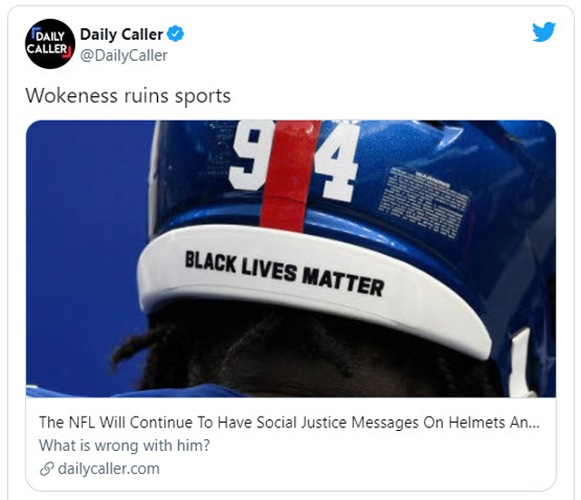 "In perhaps the least shocking sports news of the year, the NFL has announced it will allow players to choose from six different social justice phrases to wear on the back of their helmets for the 2021 season.  It’s least shocking because commissioner Roger Goodell’s prostration before the Black Lives Matter altar in 2020 was an embarrassment to professional sports. Toss in Goodell’s incessant blathering about former San Francisco Giants quarterback Colin Kaepernick, and the commish was downright sickening." - Republican Daily 