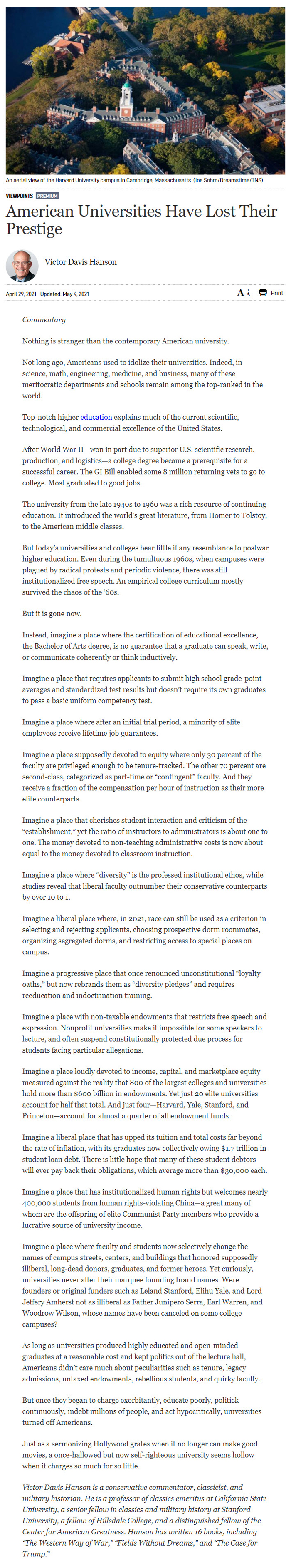 Former Ivy League Christian Unversities no longer educate to protect the Democracy.  Then instead want to overwhelm it and then replace it with something else, the stuff of Marxists. - Webmaster