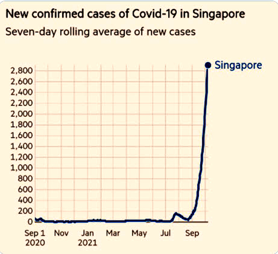 "After vaccinating over 85% of its population, Singapore finally flattened the curve, but along the wrong axis." - Dr. Eli David