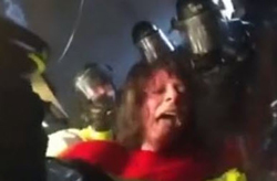 "She is hit approximately thirty- five times over the course of 4 minutes and 30 seconds, while appearing to be begging for mercy the entire time. She is hit with the baton while facing away. She is hit with the baton while facing forward. She is speared and poked with the baton about the face so as to inflict maximum pain." - Gateway Pundit