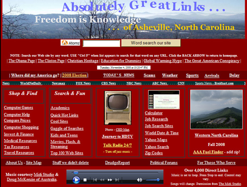 Freedom is Knowledge Web site is now frozen as a research tool for anyone around the world to see how America got to November 4, 2008.  