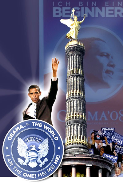 Obama on July 24, 2008, tells enthralled Germans in Berlin: 'this is our time.'   
