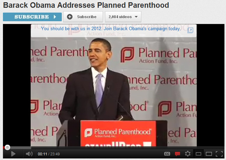 Look at the campaign slogan on the old YouTube, "You should be with us in 2012 . . . "