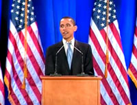 Obama's March 18th Speech in Philadelphia to explain his staying in a church where the pastor was involved in words of hate. He has said he was not in the congregation when these words were spoken, yet in this speech admits he was (see highlight.)