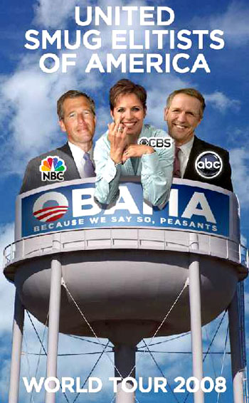 A few of Michelle's last minute Obama World Tour T-shirt finalists. God, I love it when the truth becomes so damn crystal clear about the drive-by media. They hate you, peasants . . . you trailer-trash Americans who hold your guns and your Bible too close to your chest for these NYC elitists.