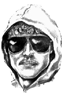Famous iconic drawing of the Unibomberm Ted Kaczynksi, now serving a life sentence in prison.  