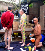 Practitioner of "scrotal inflation" at the Anarchist Bookfair on March 26, 2005. 