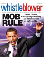 Meanwhile, when regular Americans speak out and protest what they fear is the destruction of their nation, they're condemned by government leaders as swastika-carrying extremists, racists and potential terrorists. When they dare attend tea parties or townhall meetings they're roughed up and threatened by leftist goons, such as those from ACORN or the Service Employees International Union. (As SEIU president and Obama friend Andy Stern boasted about his organizing philosophy: "We prefer to use the power of persuasion, but if that doesn't work, we use the persuasion of power.")  