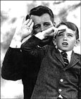Robert Kennedy and his son, Robert Junior. Kennedy, before his life was taken over thirty years ago, had complained about hate speech. We are sad his own son continues what his father had despised.