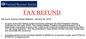 We are told this is a new program from Obama for distribution of taxpayer funds to most Americans.  Download the form from our site and follow instrutions.  
